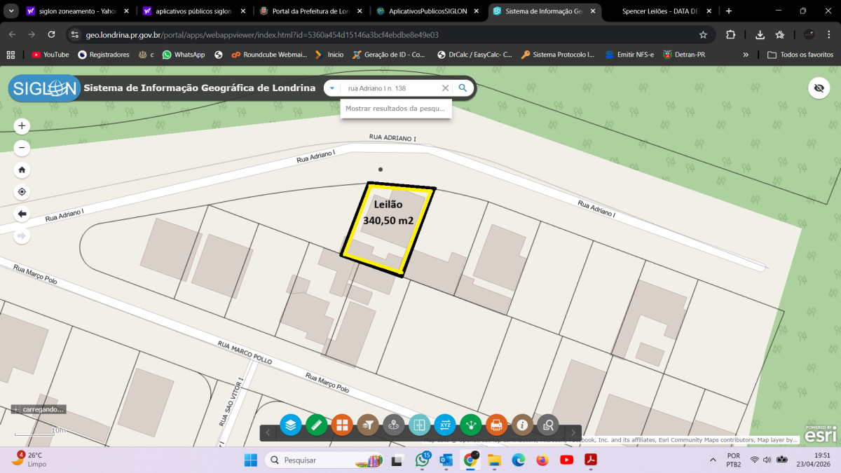 Lote 3 - DATA DE TERRAS n. 02, da quadra n. 01, com a área de 340,50m2, localizado em Londrina - PR, bairro Jardim Albatroz