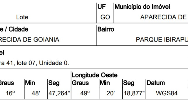 GO/APARECIDA DE GOIANIA - Terreno em PARQUE IBIRAPUERA