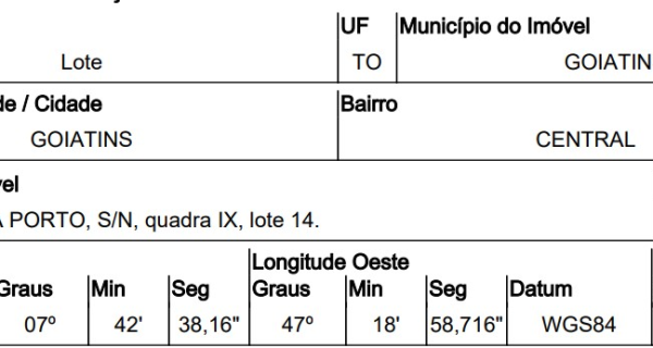 TO/GOIATINS - Terreno em SETOR CENTRAL