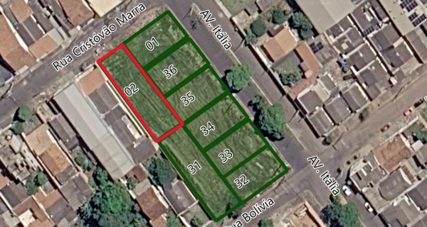 Terreno Urbano - Rua Cristóvão Marra, 90017 - Quadra 75 - Lote 02 - Tibery - Uberlândia/MG